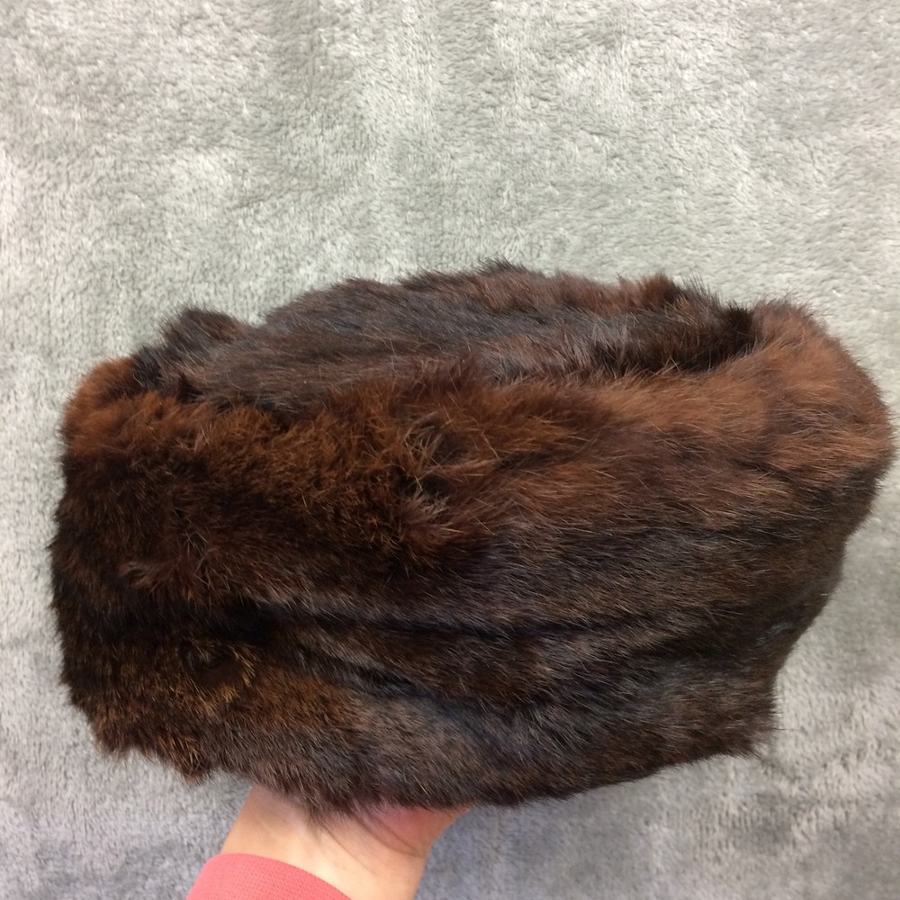 Alrita Original Vintage Brown Fur Pillbox Hat Georgette Hat Shop Vancouver BC